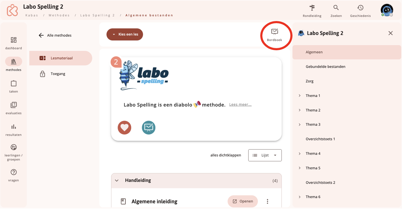 bordboek menu