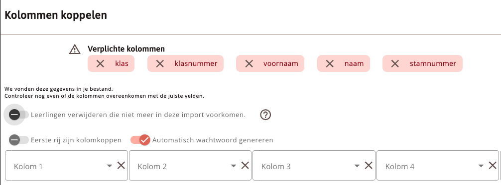 leerlingen importeren