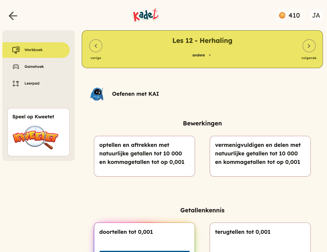 herhaling kadet